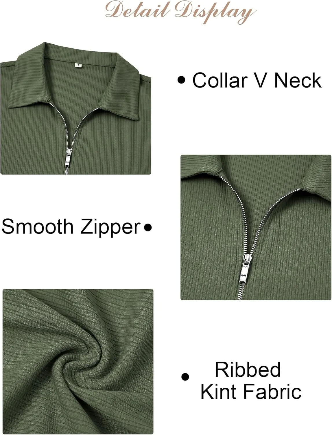 Ribbed Tank Tops for Women Zipper V Neck Dressy Casual Blouses Sleeveless Camisole Top Business Work Polo Shirts