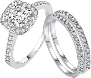 Rings for Women Plated Heart Cubic Zirconia Rings for Women Wedding Promise Engagement