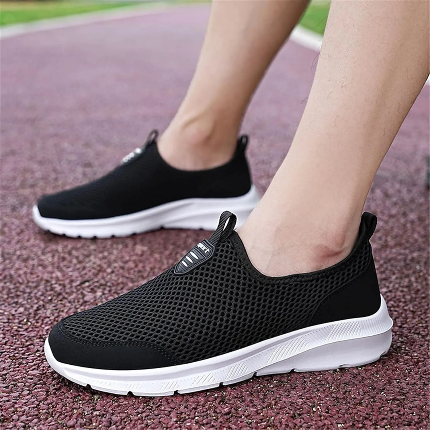 SBGMoSJ Sneakers for Women Women Slip On Sneakers Memory Foam Black Sneakers for Women Comfortable Wide Women Diabetic Walking Sneakers Size 10 Women's Comfortable Working Nurse Shoes Non-Slip