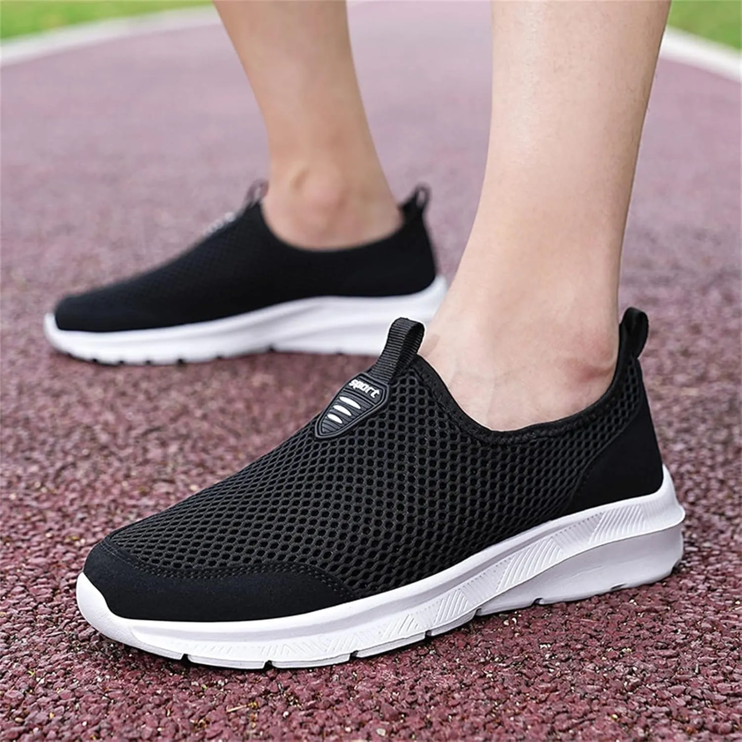 SBGMoSJ Sneakers for Women Women Slip On Sneakers Memory Foam Black Sneakers for Women Comfortable Wide Women Diabetic Walking Sneakers Size 10 Women's Comfortable Working Nurse Shoes Non-Slip