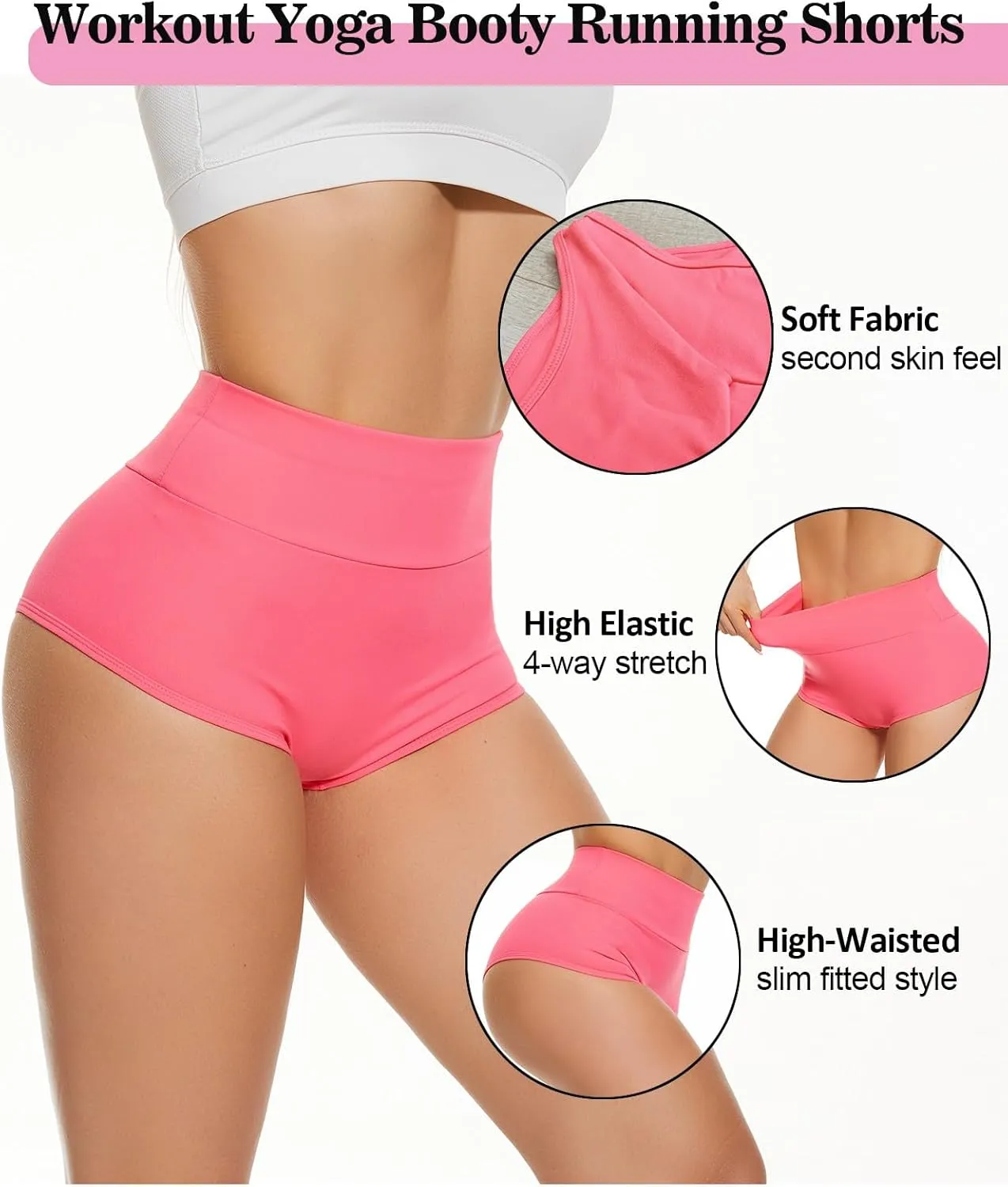 Scrunch Booty Shorts for Women V Back High Waisted Yoga Shorts Cut Out Rave Bottoms Butt Lifting Short Mini Hot Pants