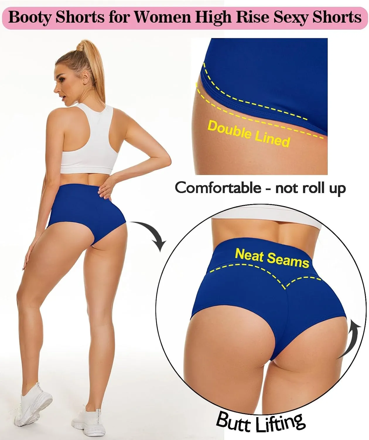 Scrunch Booty Shorts for Women V Back High Waisted Yoga Shorts Cut Out Rave Bottoms Butt Lifting Short Mini Hot Pants