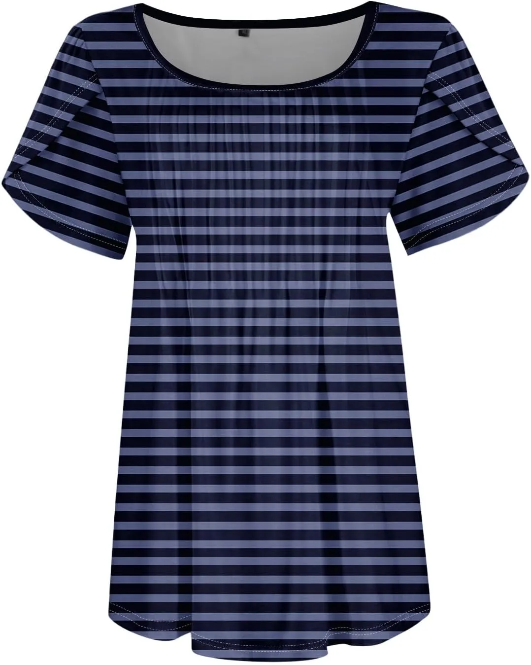 Shirts for Women Summer Short Sleeve Tops Dressy Casual Pleated Round Neck Blouses Dressy Spring Cute Striped Clothes