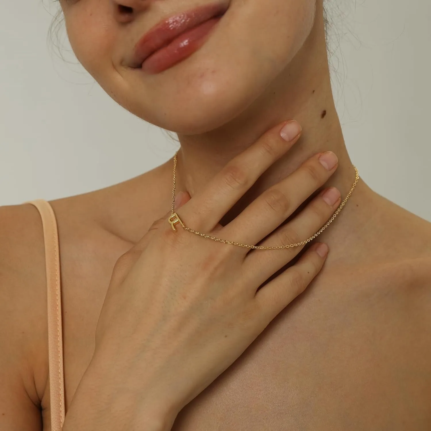 Sideways Initial Necklaces for Women, 14k Gold Plated Initial Necklace Dainty Gold Letter Necklace Simple Gold Choker Necklaces Cute Name Necklaces for Women Trendy Gold Jewelry Gifts