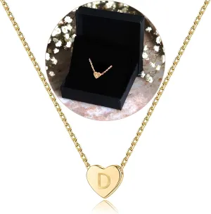 SIGONNA Initial Necklaces for Women Heart Pendant, Dainty Necklace for Women 18k Gold Plated - Personalized Gold Choker Necklaces for Women, Letter Necklace