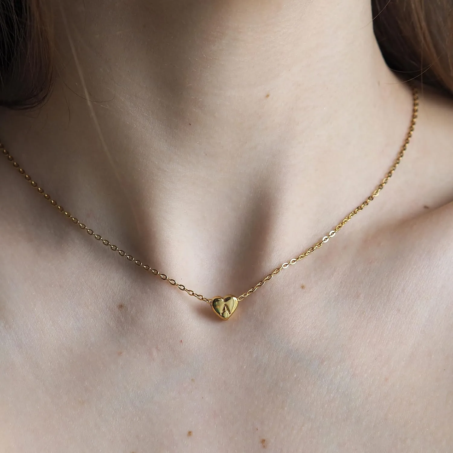 SIGONNA Initial Necklaces for Women Heart Pendant, Dainty Necklace for Women 18k Gold Plated - Personalized Gold Choker Necklaces for Women, Letter Necklace