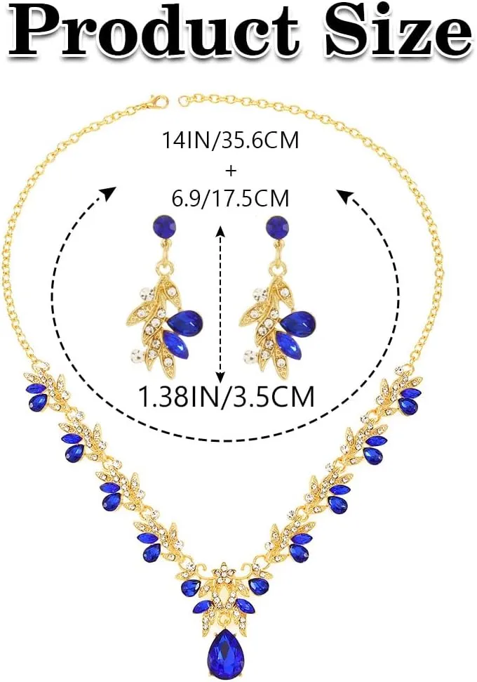 Sixexey Bridal Wedding Jewelry Set Gold Crystal Rhinestone Neck Jewelry Prom Costume Jewelry Necklace for Women