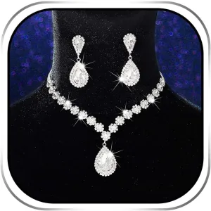 Sixexey Rhinestone Jewelry Set Silver Crystal Jewelry Sparkly Wedding Prom Party Costume Jewelry Necklace for Women