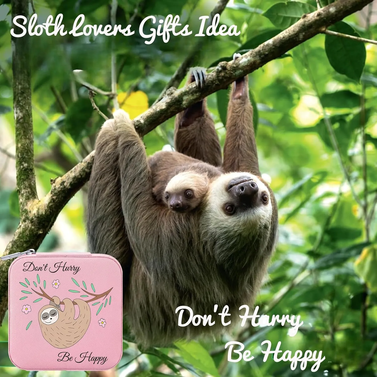 Sloth Gifts Jewelry Box for Women, Small Travel Jewelry Case Jewelry Holder Organizer Jewelry Box for Sloth Lover Gifts(Sloth)
