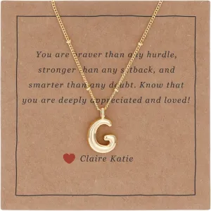 Small Bubble Letter Necklace Dainty Balloon Initial Necklaces Gold Tiny Women Charm Pendant Necklaces Name Necklace Personalized