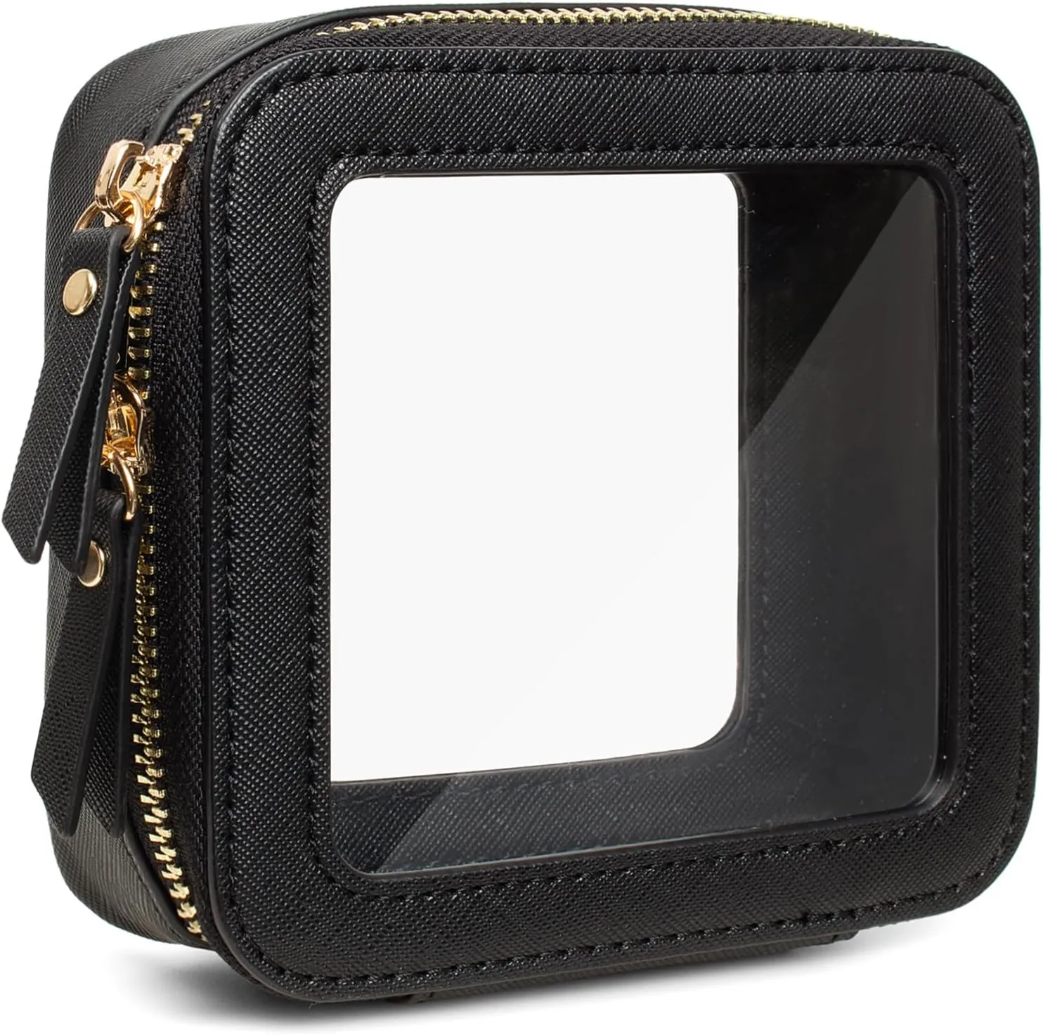 Small Makeup Case Organizer Travel Clear Cosmetic Bag for Women TSA Approved Portable Toiletry Bag Multipurpose Leather Makeup Bag Waterproof Leather Make Up Pouch with Zipper
