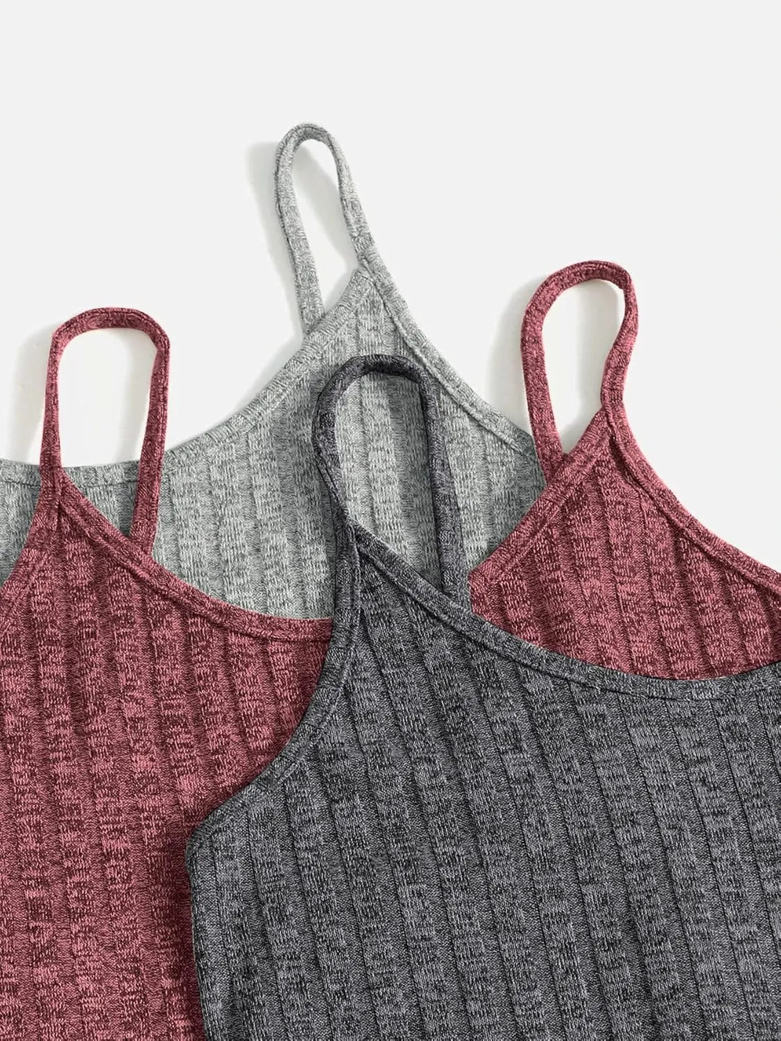 SOLY HUX Womens Pajama Sets Lounge Sets Ribbed Knit Cami Crop Top and Shorts Sleepwear PJ 3 Sets