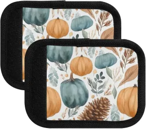 SPRIPORT Blue Pumpkins Leaves Fall 2 Pack Luggage Handle Wraps for Suitcase Identifier Luggage Makers Covers with ID Tag Luggage Bag Grip Protector Saddle for Flying Airplane Travel Shopping Bag