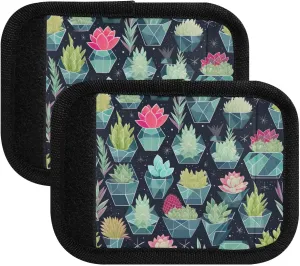 SPRIPORT Cute Colorful Succulent Plant 2 Pack Luggage Handle Wraps for Suitcase Identifier Luggage Makers Covers with ID Tag Luggage Bag Grip Protector Saddle for Travel Flying Airplane Shopping Bag