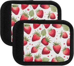 SPRIPORT Strawberries Red Dots 2 Pack Luggage Handle Wraps for Suitcase Identifier Luggage Makers Covers with ID Tag Luggage Bag Grip Protector Saddle for Shopping Bag Handbag Flying Airplane Travel