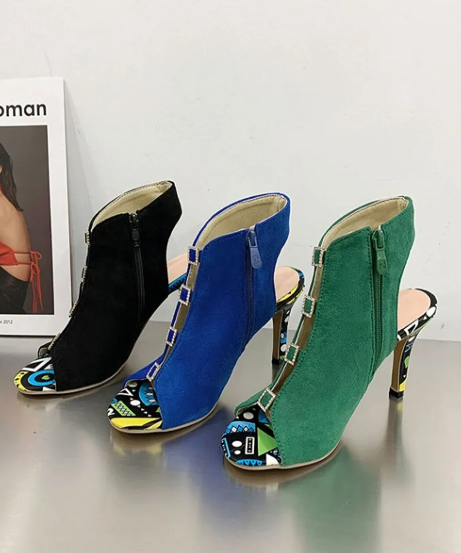 Square Stone High Heels