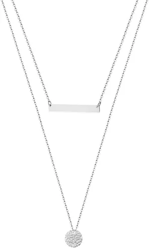 Stainless Steel Multilayer Bar Disc Coin Pendant Necklaces for Women Layer Choker Necklace Simple Jelry