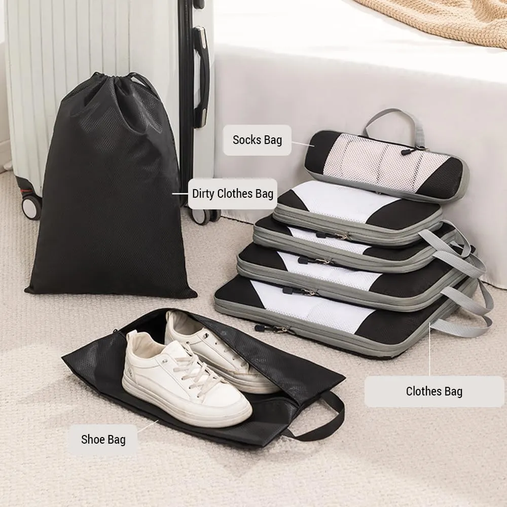 Storage Bag 1 Set Compression Packing Cubes Compressible Travel Packing Organizer for Carry on Suitcase (Grey)