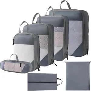 Storage Bag 1 Set Compression Packing Cubes Compressible Travel Packing Organizer for Carry on Suitcase (Grey)