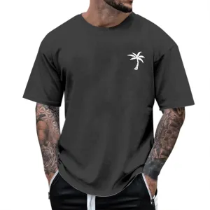 Summer T-Shirts for Men Oversized Short Sleeve Crewneck Vintage Workout Top Casual Loose Beach Palm Tree Graphic Tees