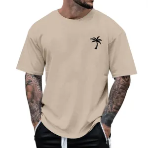 Summer T-Shirts for Men Oversized Short Sleeve Crewneck Vintage Workout Top Casual Loose Beach Palm Tree Graphic Tees