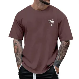 Summer T-Shirts for Men Oversized Short Sleeve Crewneck Vintage Workout Top Casual Loose Beach Palm Tree Graphic Tees