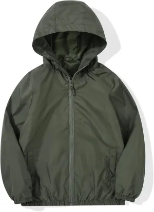 SUNDAY ROSE Boys Rain Jacket Lightweight Breathable Raincoat Waterproof Hooded Windbreaker For Kids