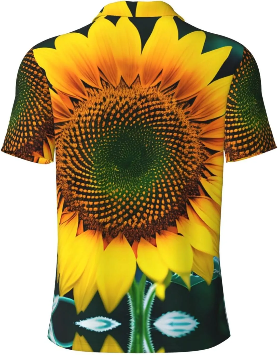 Sunflower Pattern Print Men's Polo Shirts Short Sleeve Moisture Wicking Shirts Fashion Golf Shirts