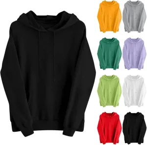 Sweatshirts for Women Oversized Casual Long Sleeve Solid Top Loose Pullover Drawstring Hoodies Sweatshirt with Pocket