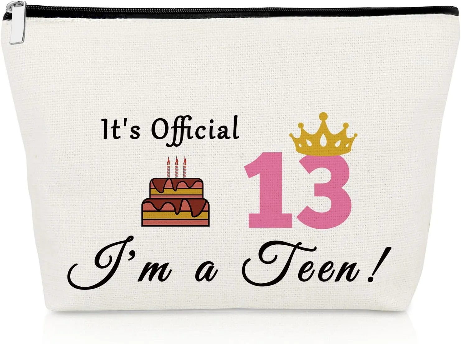 Sweet 13 Gifts for Girls Makeup Bag 13th Gifts Happy Birthday Gifts 13 Year Old Teens Birthday Gifts Cosmetic Bag Best Friend Daughter Sister Gift Celebrate Turning Thirteen Gift Travel Pouch