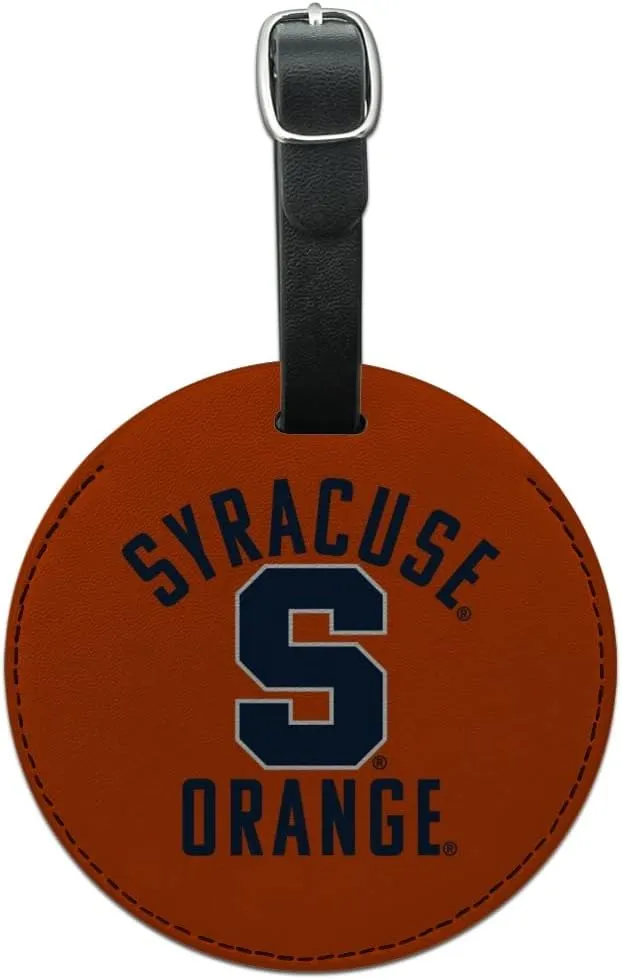 Syracuse University Orange Round Leather Luggage Card Suitcase Carry-On ID Tag