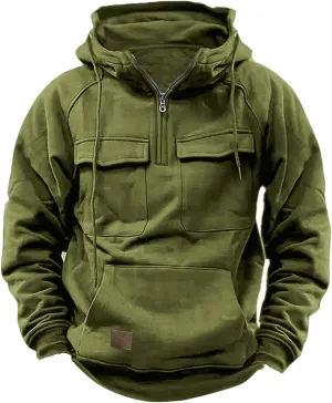 Tactical Sweatshirts for Men Hoodies Winter Long Sleeve Workout Gym Cargo Pullover Sports Outdoor Fashion Jackets