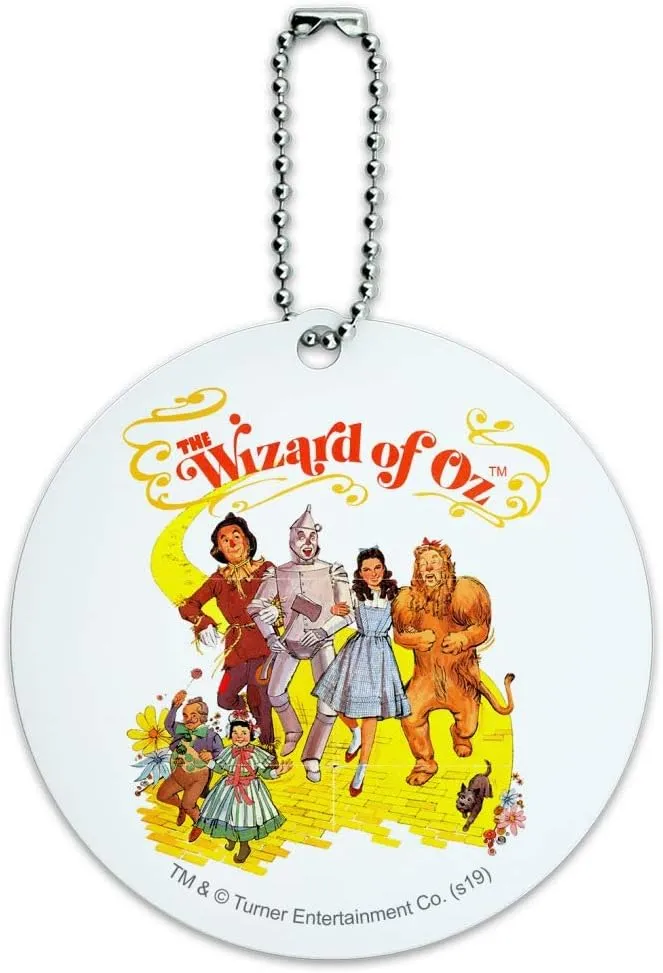 The Wizard of Oz Yellow Brick Road Round Luggage ID Tag Card Suitcase Carry-On