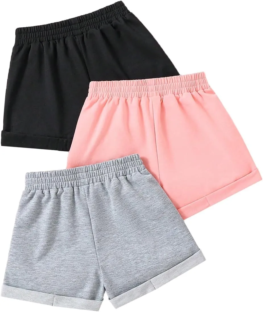 Toddler Girl Shorts - Cartoon Unicorn Print Shorts Set- Kid Shorts 3 Pack Pants Sets(3-7T)