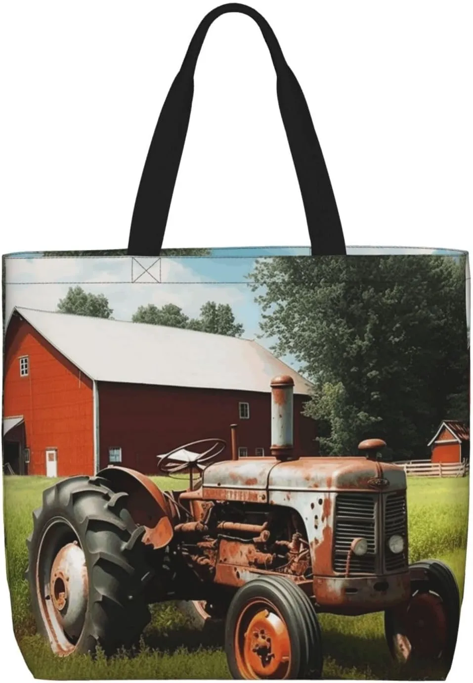 Tote Bag for Women Reusable Grocery Bags Cute Animal Fox Flower Tote Bag with Inner Pocket Travel Tote for Shopping