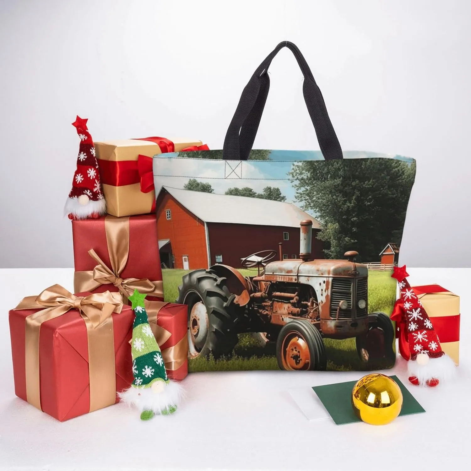 Tote Bag for Women Reusable Grocery Bags Cute Animal Fox Flower Tote Bag with Inner Pocket Travel Tote for Shopping