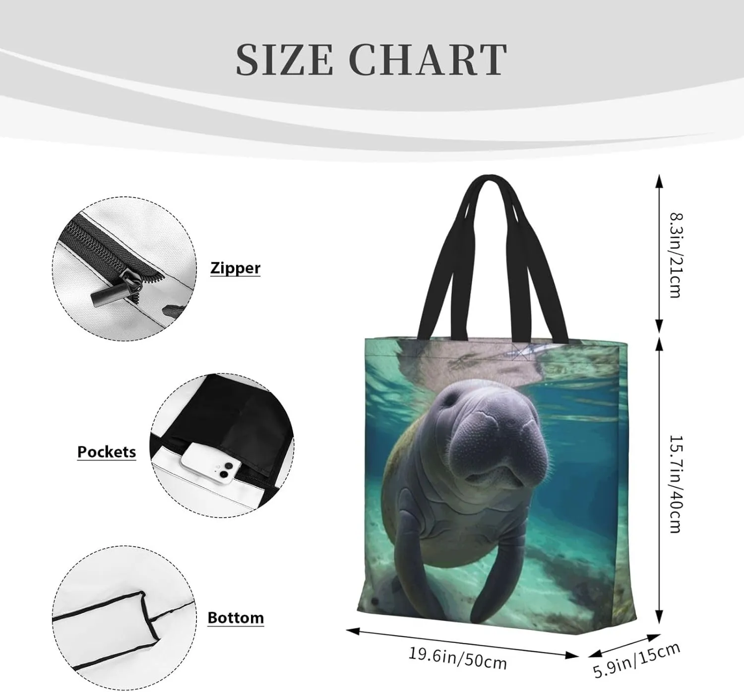 Tote Bag for Women Reusable Grocery Bags Dragonflies Grey Tote Bag with Inner Pocket Travel Tote for Shopping