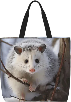 Tote Bag for Women Reusable Grocery Bags Owl Tree Branches Tote Bag with Inner Pocket Travel Tote for Shopping