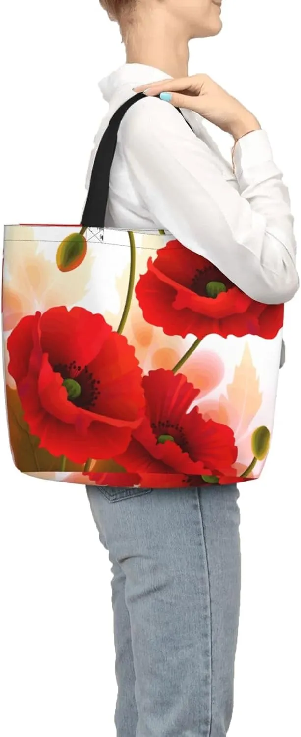 Tote Bag for Women Reusable Grocery Bags purple white Floral Tote Bag with Inner Pocket Travel Tote for Shopping