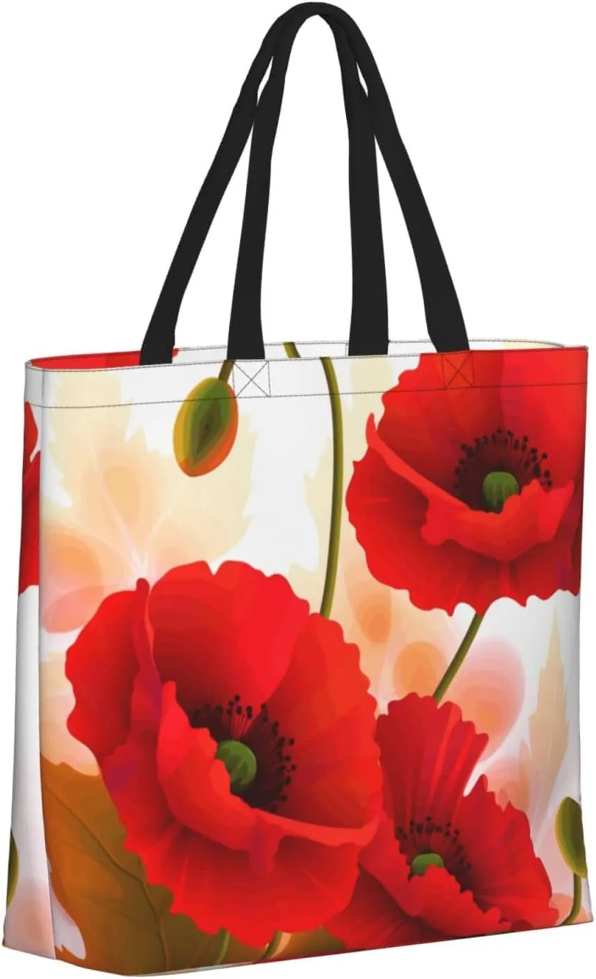Tote Bag for Women Reusable Grocery Bags purple white Floral Tote Bag with Inner Pocket Travel Tote for Shopping
