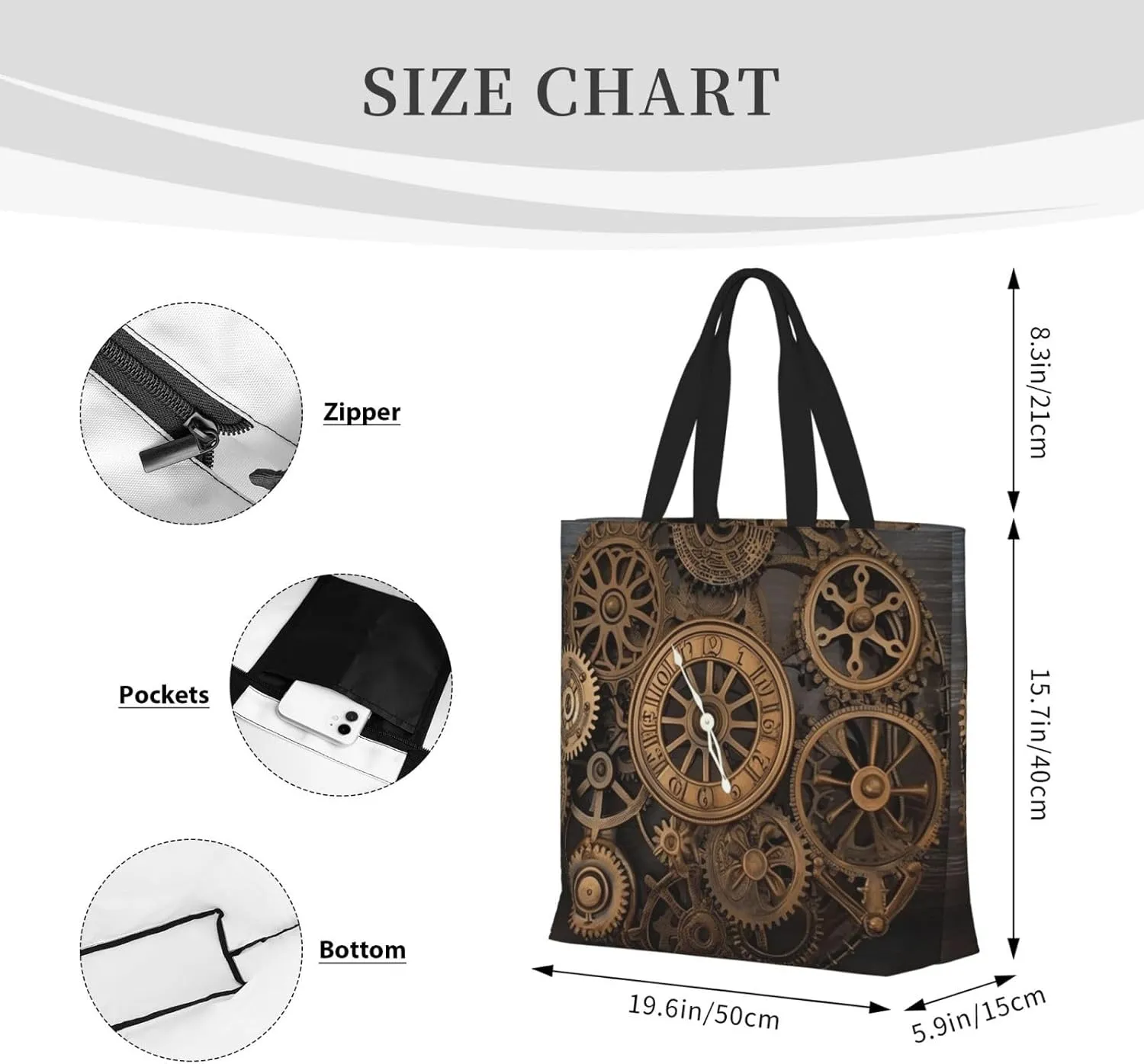 Tote Bag for Women Reusable Grocery Bags Surfboard Tote Bag with Inner Pocket Travel Tote for Shopping