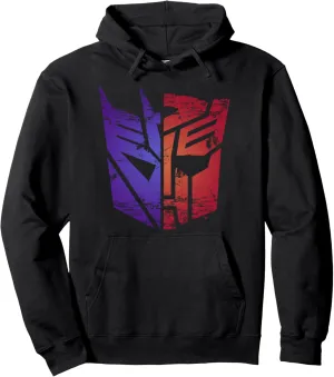 Transformers Decepticon Autobot Distressed Split Logo Pullover Hoodie