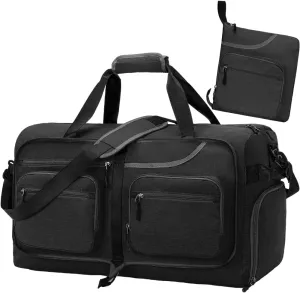 Travel Duffel Bag, 65L Foldable Travel Duffle Bag with Shoes Compartment and wet pocket, Waterproof & Tear Resistant