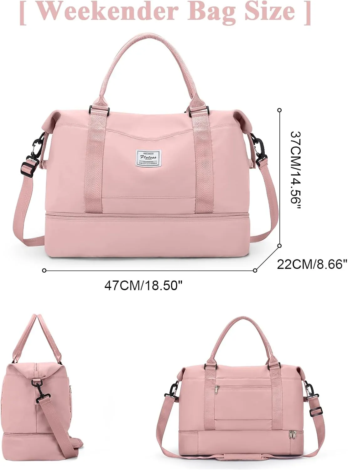 Travel Duffel Bag with Shoes Compartment, Overnight Weekender Bags for Women, Carry on Personal Item Travel Set