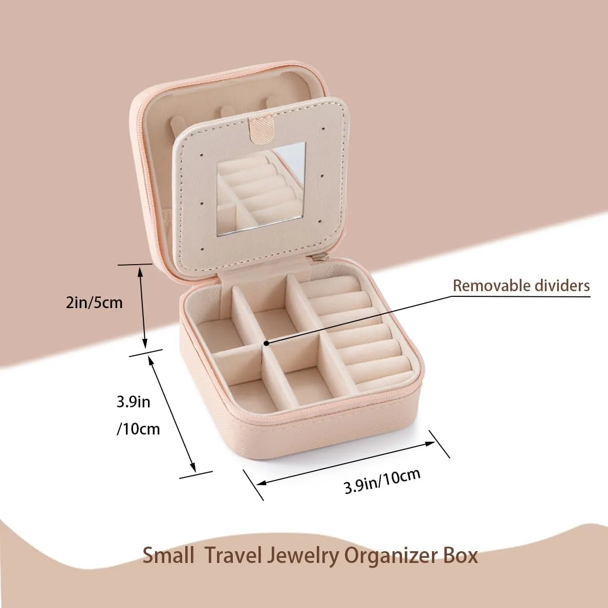 Travel Jewelry Case with Mirror, Jewelry Organizer Box, Small Jewelry Organizer Jewelry Travel Organizer for Rings, Necklace, Earrings - Blue