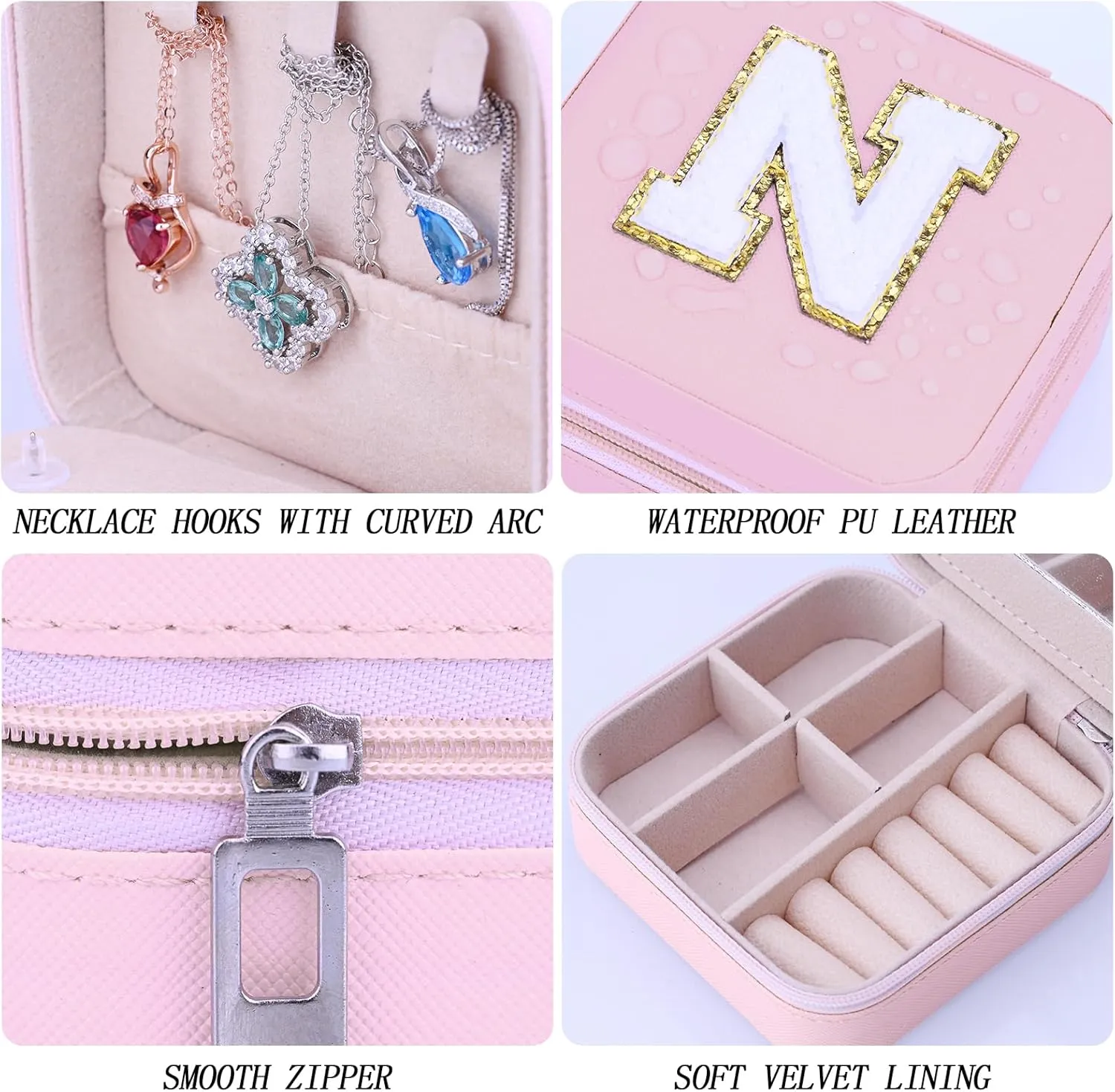 Travel Jewelry Case,PU Leather Small Portable Travel Jewelry box,Jewelry Organizer Jewelry Box for Rings Earrings Necklace Bracelets Jewelry for Women Girls