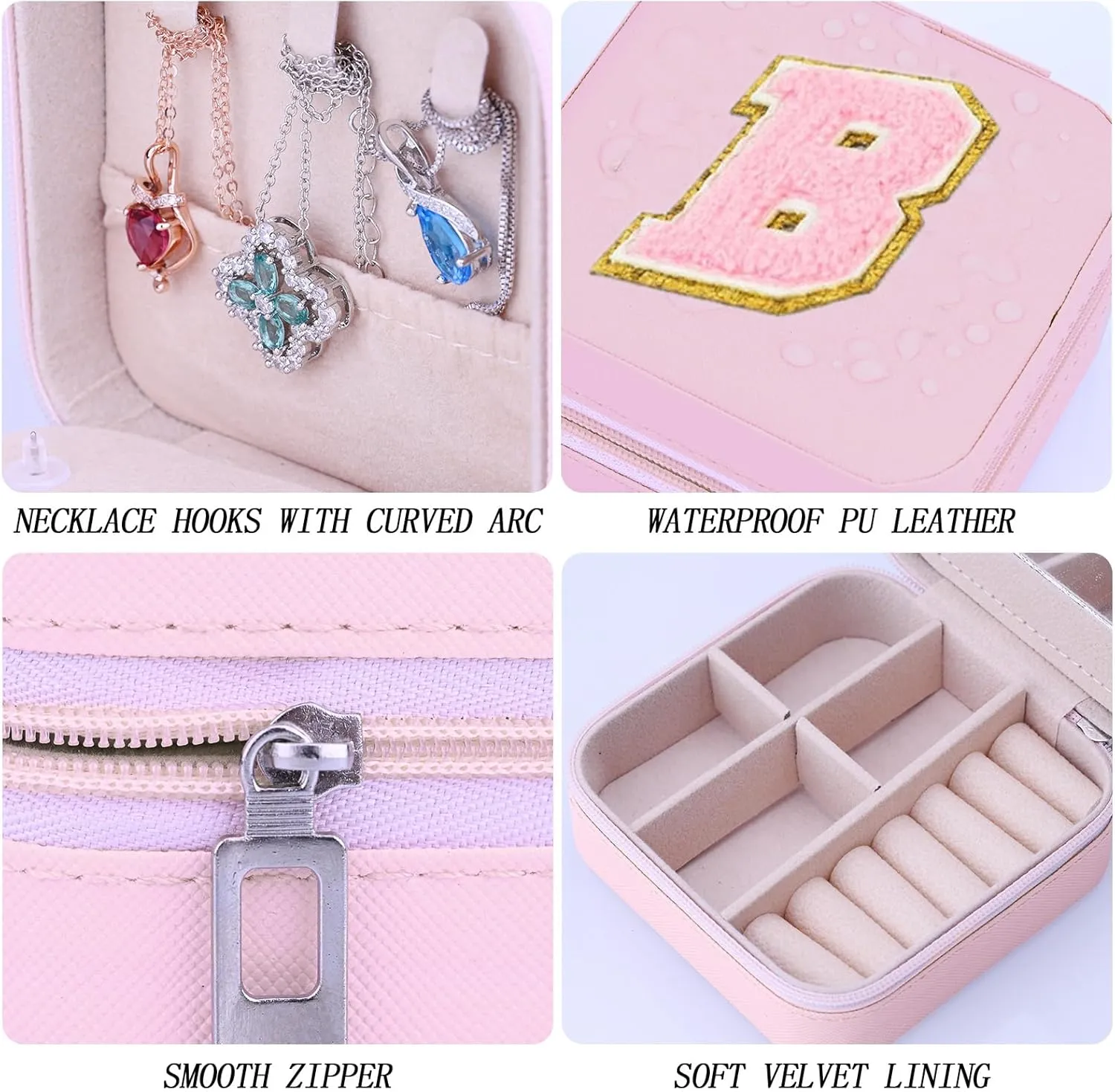 Travel Jewelry Case,PU Leather Small Portable Travel Jewelry box,Jewelry Organizer Jewelry Box for Rings Earrings Necklace Bracelets Jewelry for Women