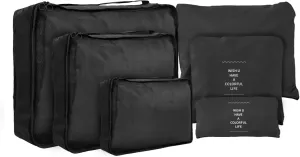 Travel Packing Cubes 6 Set, Lightweight Luggage Organizers, Essential Accessories for Clothes Shoes Electronics Cosmetics Toiletries(Black)
