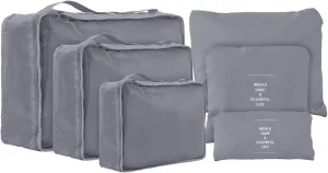 Travel Packing Cubes 6 Set, Lightweight Luggage Organizers, Essential Accessories for Clothes Shoes Electronics Cosmetics Toiletries(Grey)