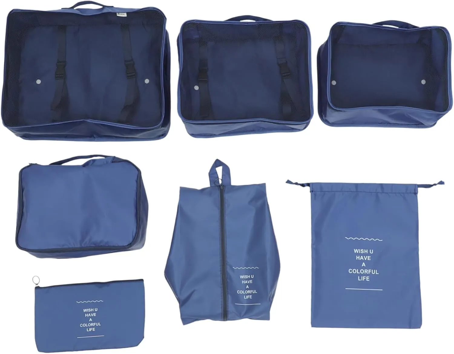 Travel Storage Bag Set 7pcs Packing Cubes Suitcase Pouches Luggage Organizer for Clothing Shoes Business Leisure Trips